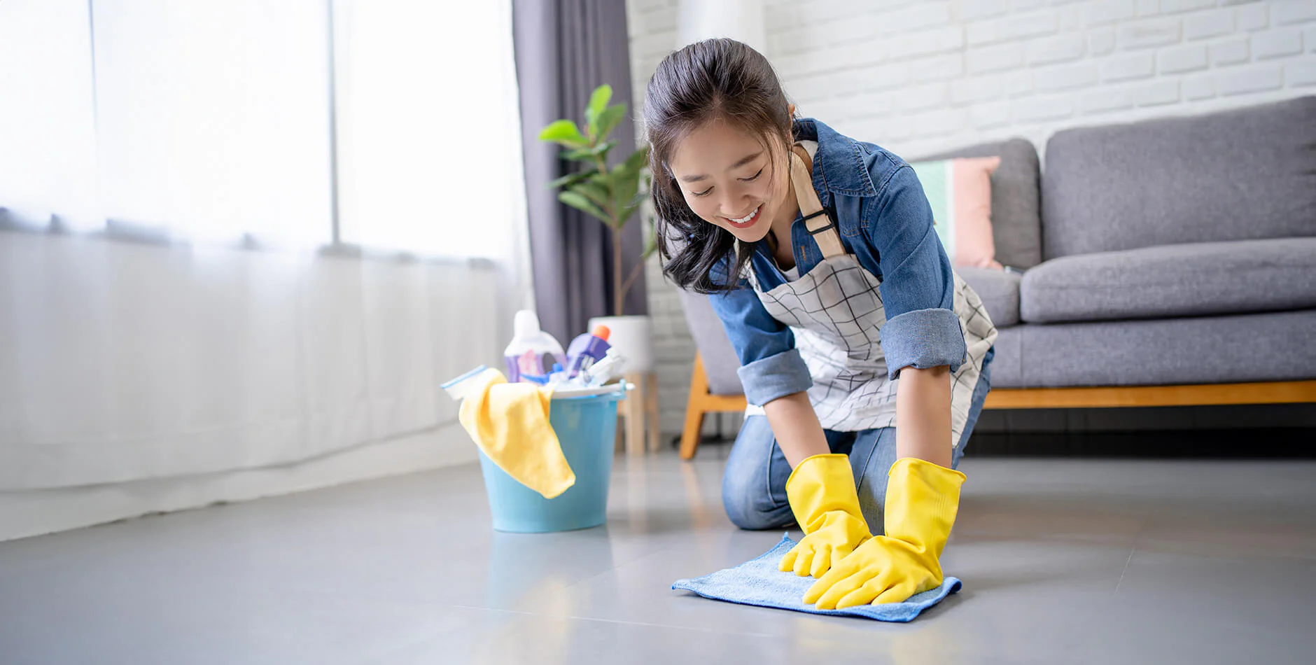 Clean granite kitchen flooring